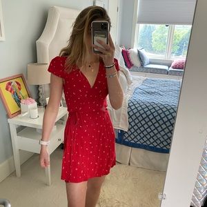 rare red palm patterned brandy wrap dress